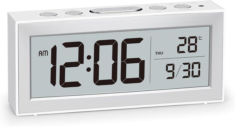 ALANAS Battery Operated Alarm Clock, Portable Digital Clock with Large Display, Snooze, Temperature & Date, Auto-Dim Night Light for Easy Reading, Ideal for Seniors, Kids, Bedroom, Travel, Nightstand - Image 1